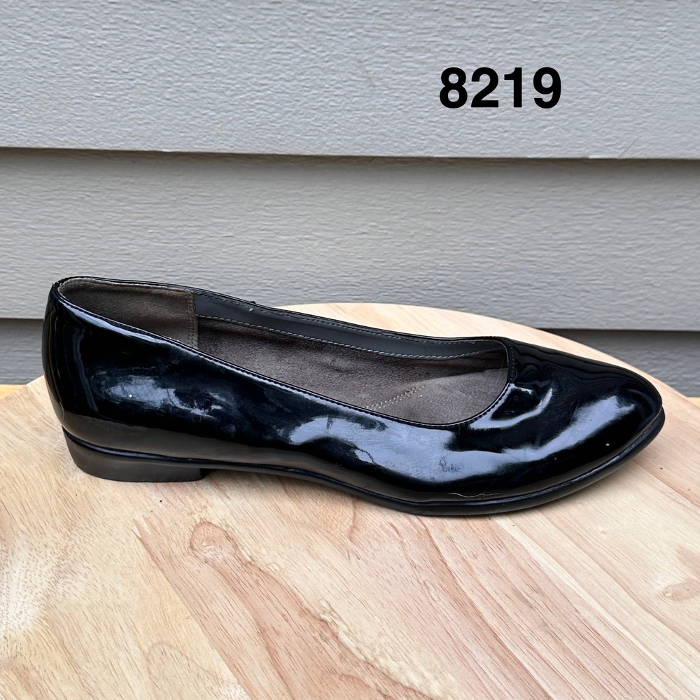 Aerosoles Renowned Black Patent Pointed Toe Ballet Flats Womens 8 M
